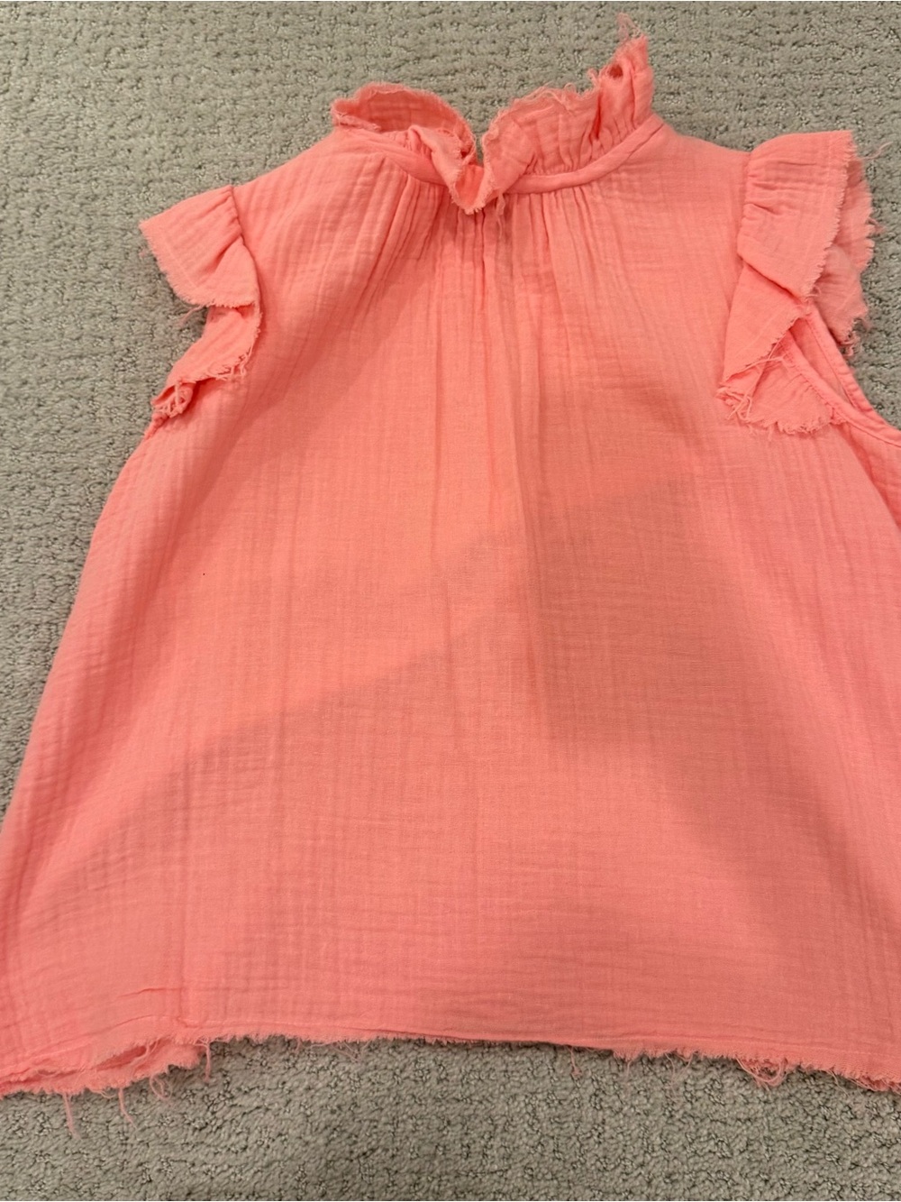 Girls' Coral Ruffle Sleeve Blouse